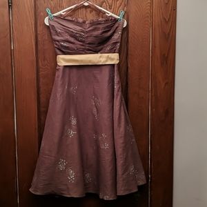 Odille size 8 brown strapless cocktail dress